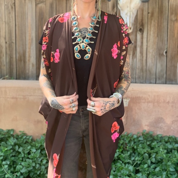 Vintage 70s Flapper Style Kimono Robe Beach Wear - Picture 6 of 11